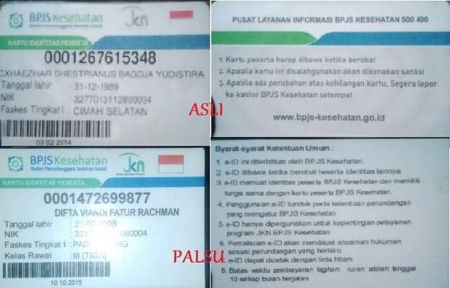 Waspadai Kartu BPJS Palsu dan Kenali Perbedaannya