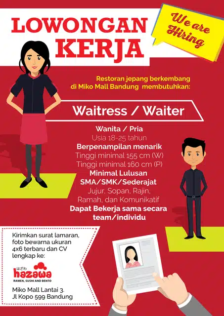 Contoh-contoh Iklan Lowongan Pekerjaan waiter