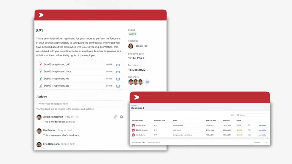 fitur Reprimand Letter di Mekari Talenta