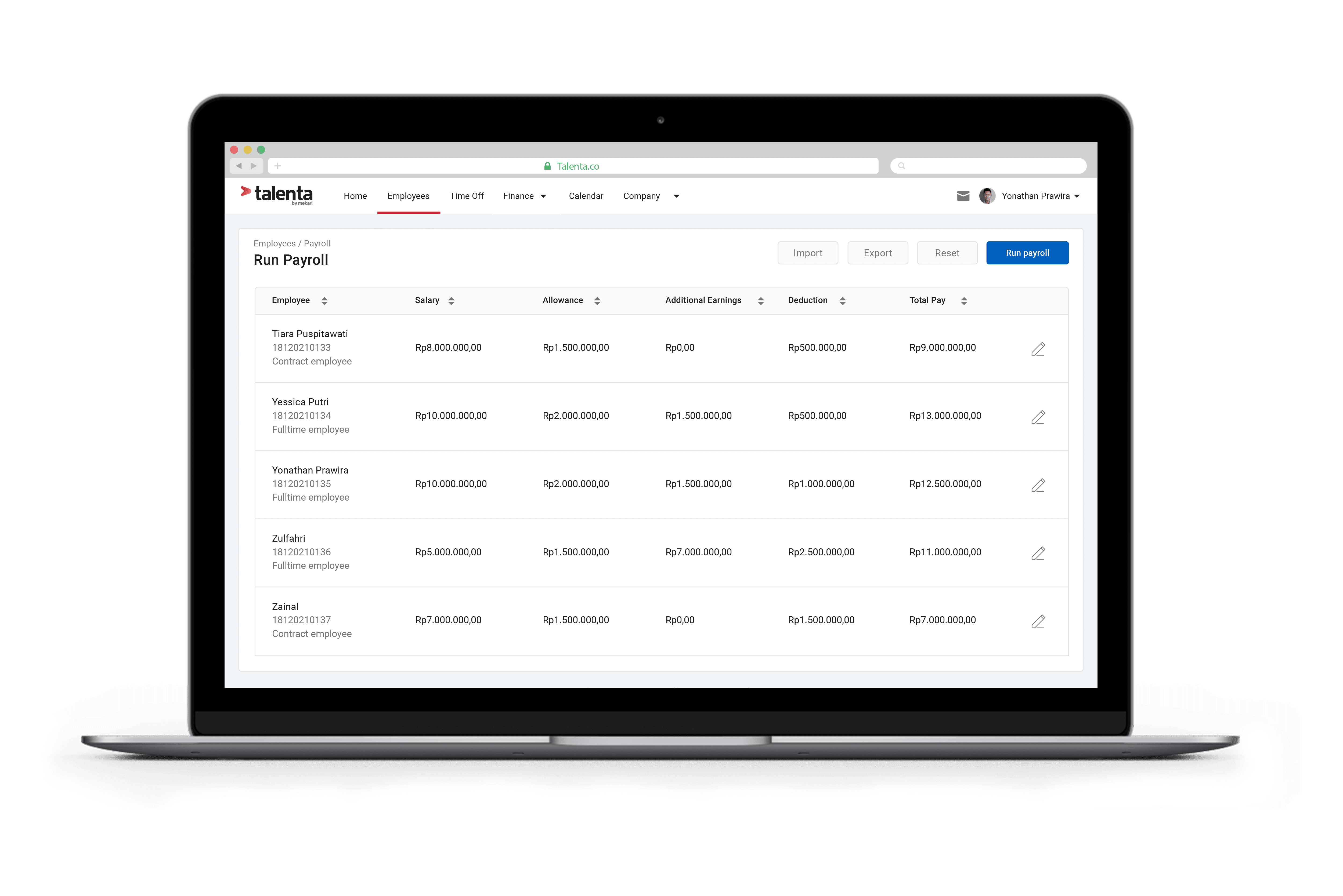 Terintegrasi Payroll, Aplikasi Talenta Memiliki Fitur Hitung Gaji Otomatis dari Laporan Absensi.