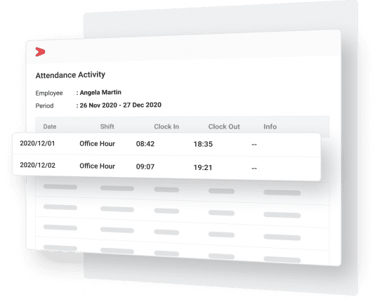 Fitur attendance activity di dalam aplikasi & software untuk membuat jadwal kerja dan shift karyawan