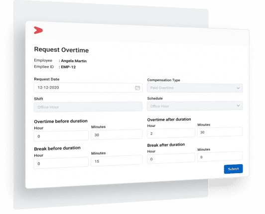 Fitur request overtime di dalam aplikasi perhitungan lembur terintegrasi payroll Mekari Talenta