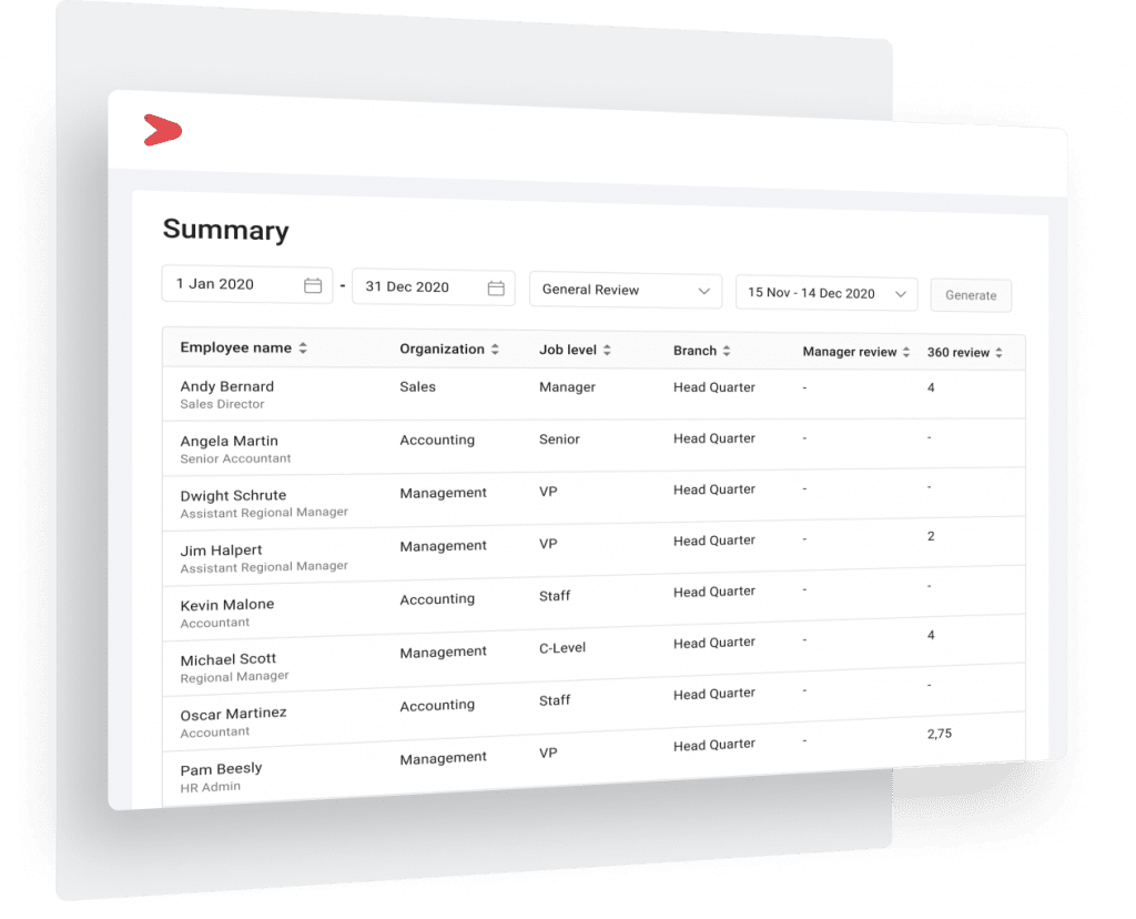 Fitur laporan di dalam aplikasi performance review dengan 360 degree feedback - Mekari Talenta