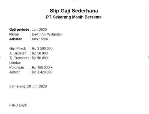 Seperti apa contoh slip gaji karyawan yang lengkap? Bagaimana contoh membuat selip gaji karyawan yang benar? Berikut disini adalah contoh payment slip, juga format struk tanda terima gaji karyawan lengkap.