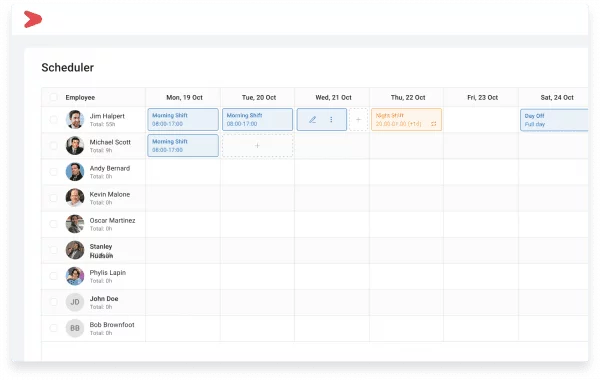 Dashboard jadwal kerja pegawai di aplikasi presensi online