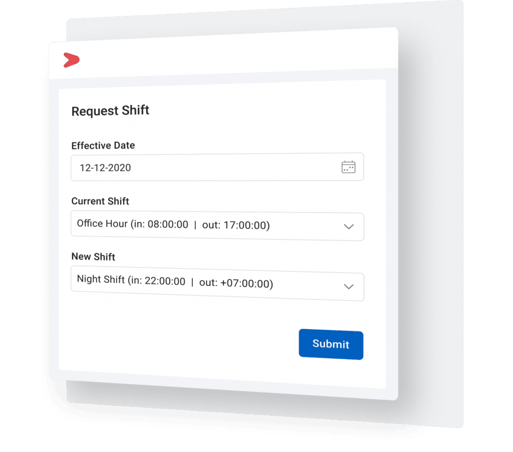 Fitur request shift pada aplikasi Mekari Talenta