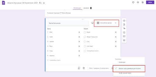 contoh daftar hadir online karyawan google forms