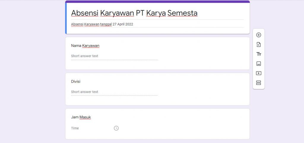 cara membuat absensi online dari rumah google form