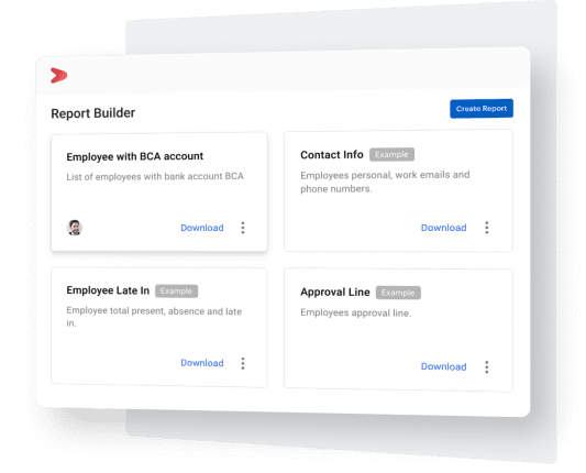 Fitur report builder di dalam aplikasi Mekari Talenta untuk memudahkan operasional HR di perusahaan holding