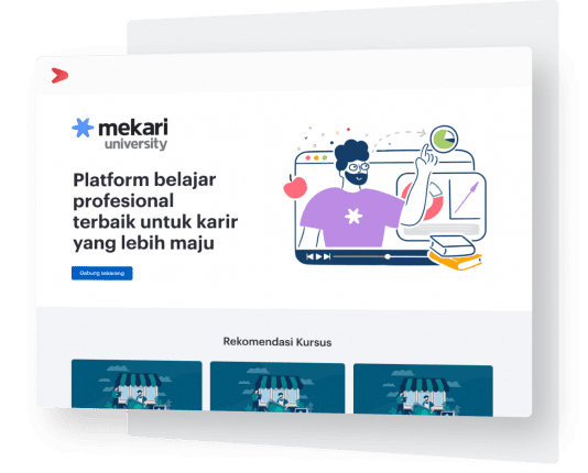 Ilustrasi website Mekari University untuk mendukung executive perusahaan mempelajari penggunaan sistem HR Mekari Talenta