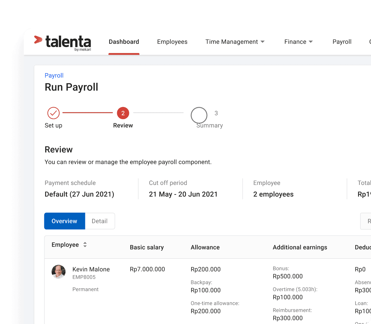 Dashboard untuk melakukan pembayaran gaji secara otomatis dan online di dalam aplikasi & software HR dengan sistem HRD terbaik di Indonesia, Mekari Talenta