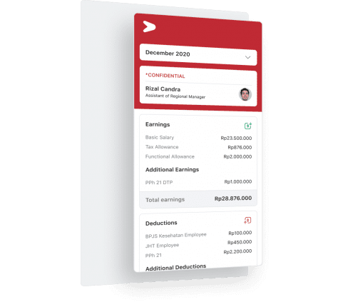 Fitur untuk mengakses data slip gaji karyawan secara mandiri di dalam aplikasi HR Mekari Talenta untuk membantu operasional HR di perusahaan holding