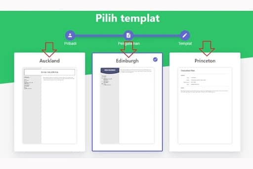 memilih template cv maker