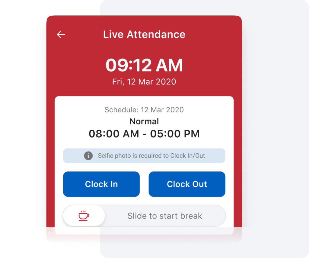 Tampilan fitur live attendance Mekari Talenta yang mampu terintegrasi mesin fingerprint