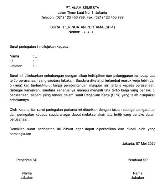 Contoh surat skorsing karyawan