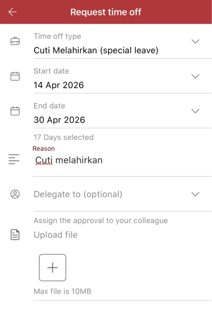 request cuti melahirkan Mekari Talenta