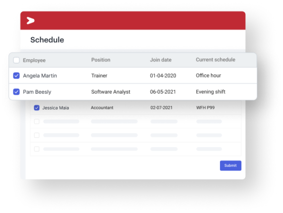 Tampilan fitur pengelola jadwal di dashboard aplikasi attendance management Mekari Talenta