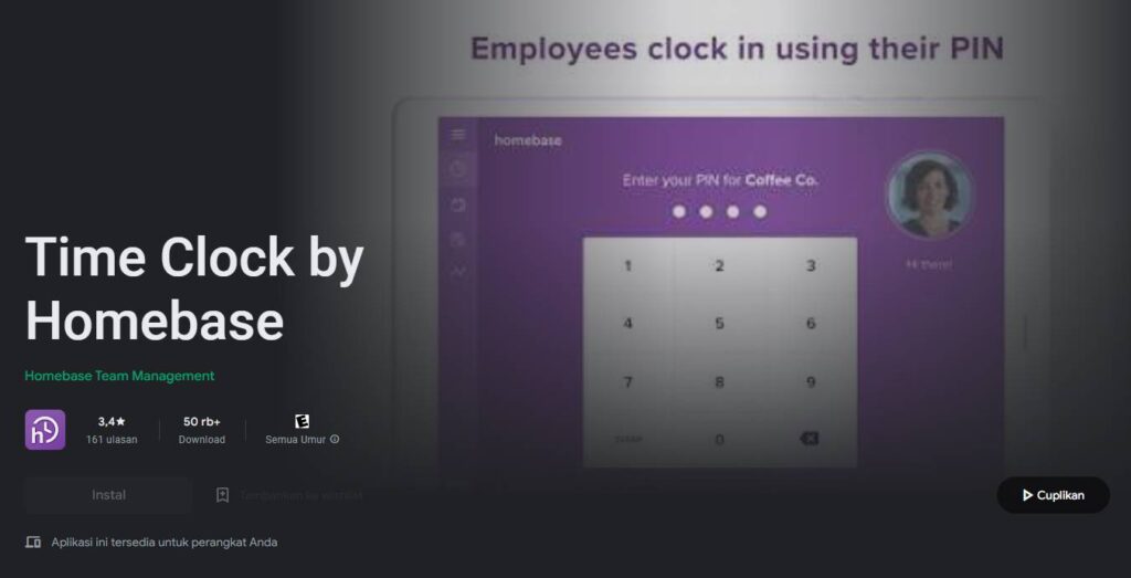 Aplikasi Absensi Time Clock by Homebase