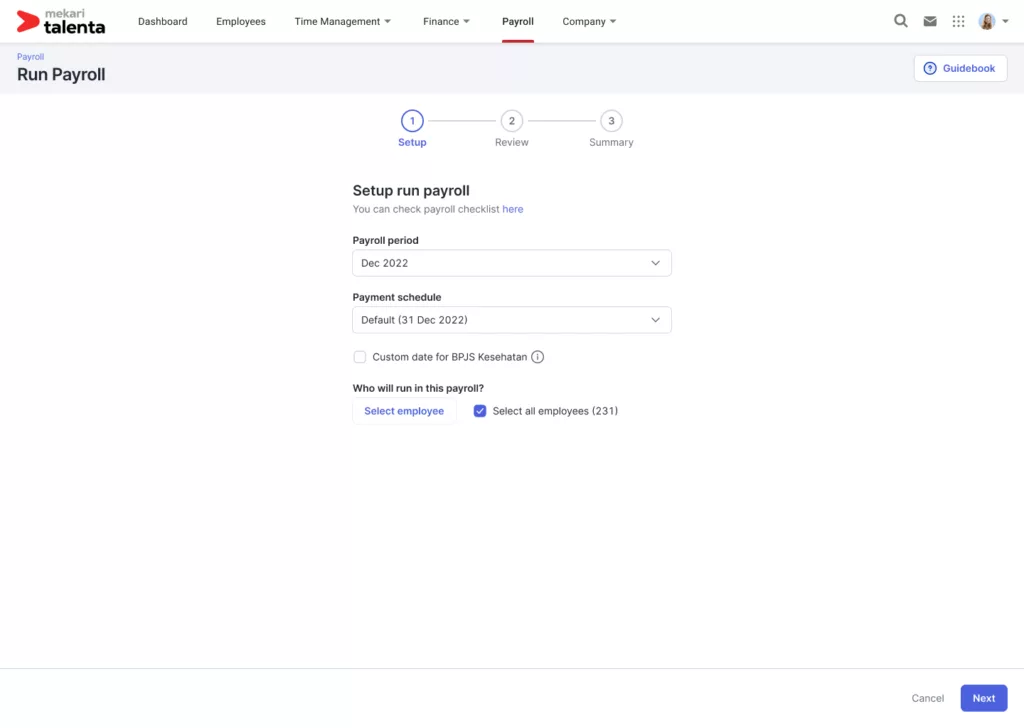 image run payroll