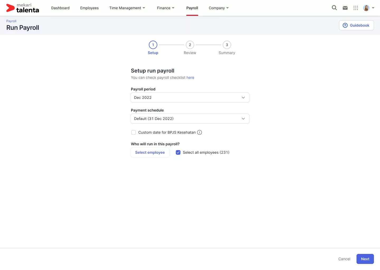 image run payroll