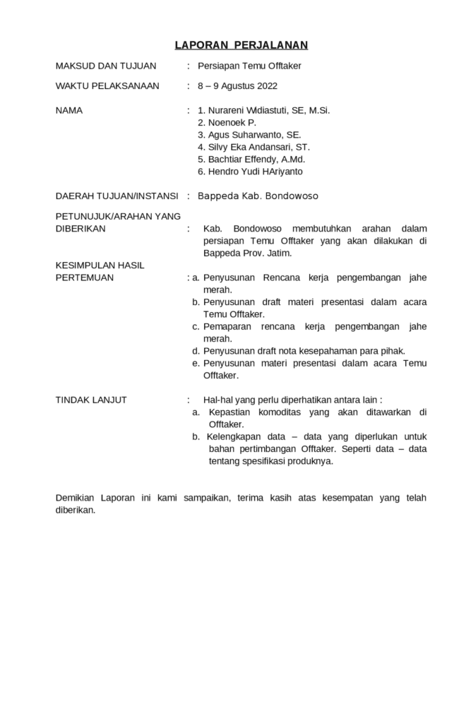 Contoh laporan perjalanan dinas talenta 1
