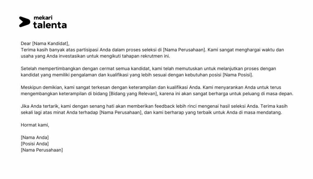 contoh template email menolak kandidat