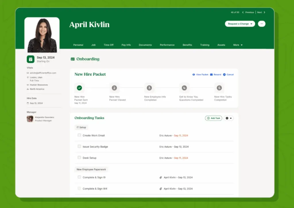 tampilan dashboard BambooHR HCM Cloud