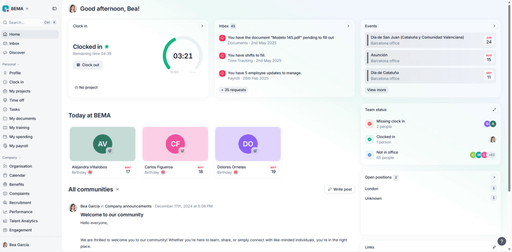 dahsboard KPI Factorial HR