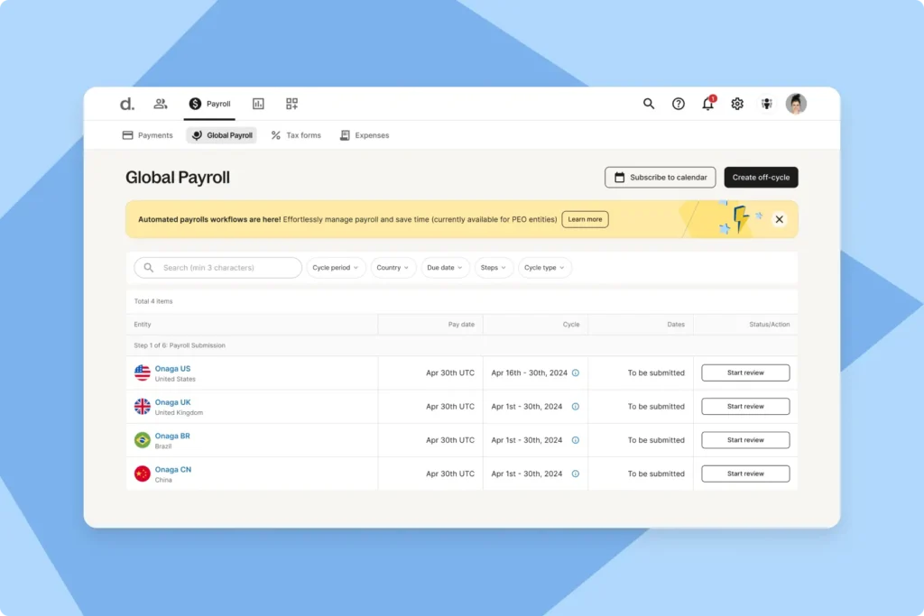 tampilan dashboard HCM software dari Deel