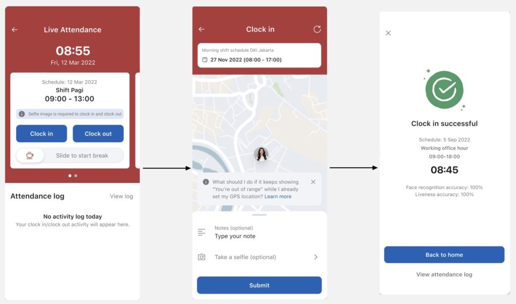 tampilan aplikasi absen android Mekari talenta