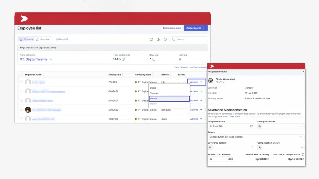 Mekari Talenta resignation setting