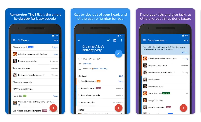 tampilan aplikasi pembuat jadwal kerja shift versi mobile dari remember milk time