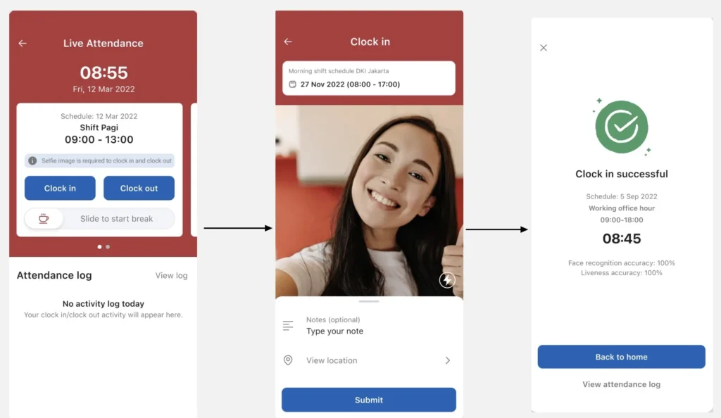 tampilan aplikasi absen android Mekari talenta