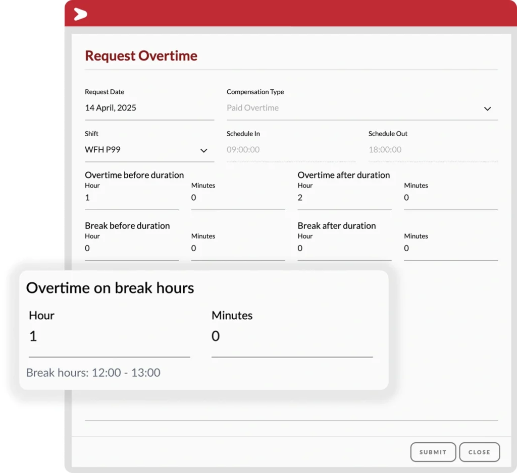 request overtima Mekari Talenta