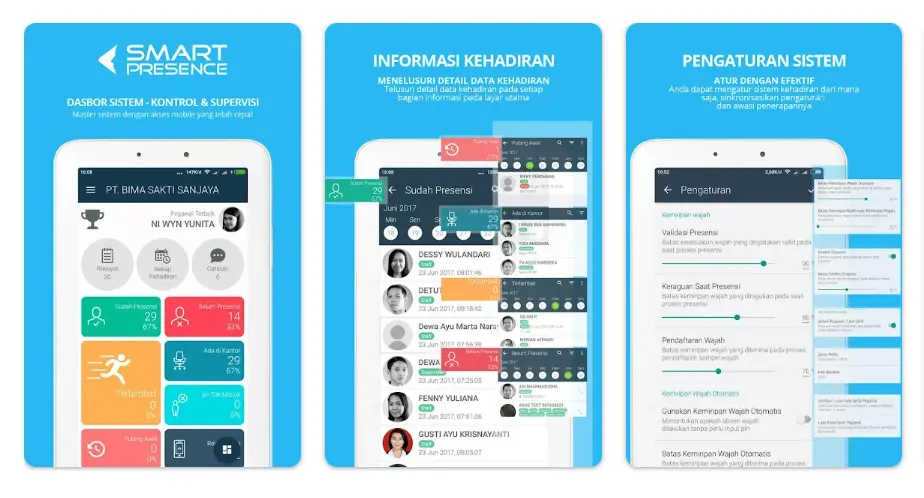 tampilan aplikasi attendance via mobile dari smart presence