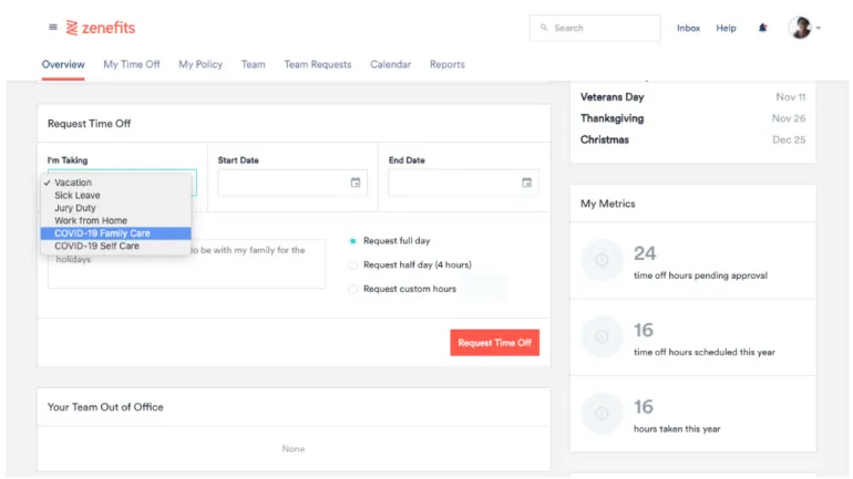 zenefits hcm performance management image