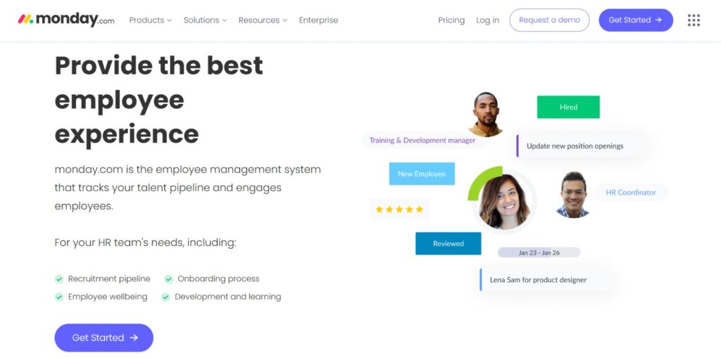 MondayHR softwaare website