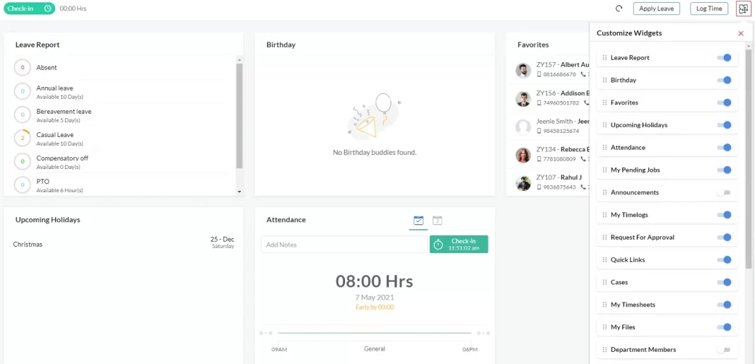 Zoho-People-dahsboard