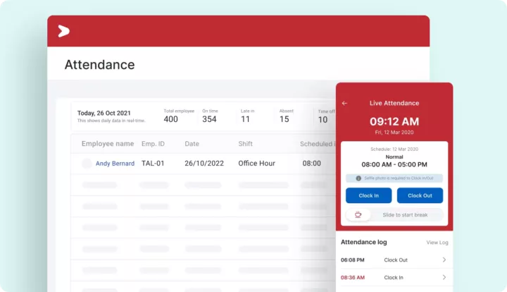 Dashboard attendande pada software HR Mekari Talenta