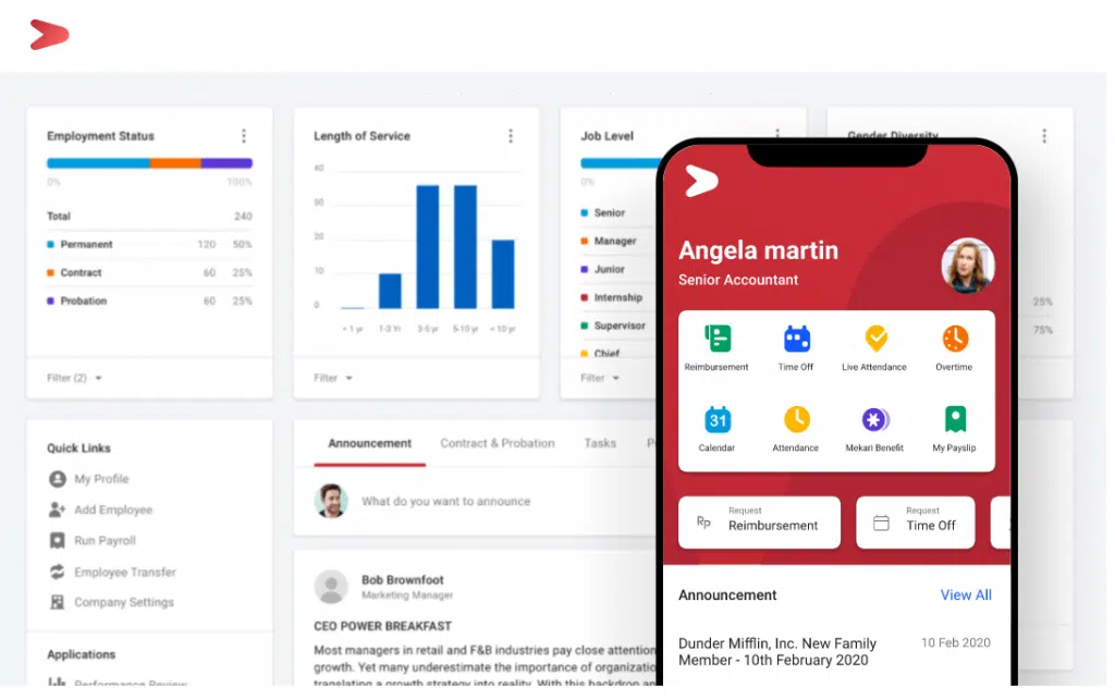 dashboard aplikasi HRIS Mekari Talenta