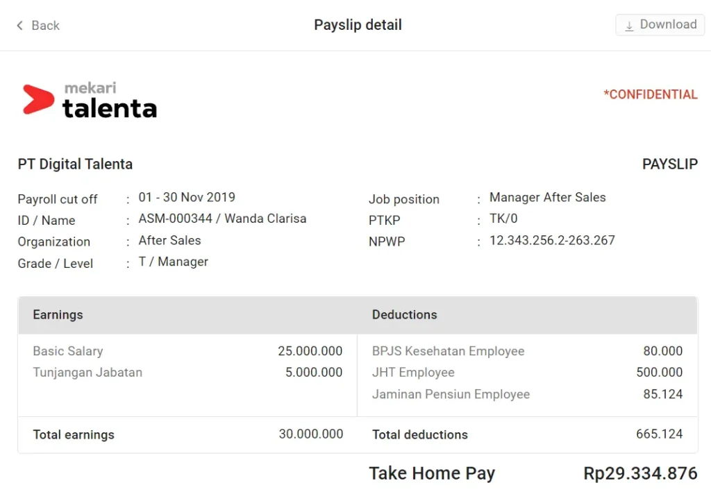 slip payroll talenta