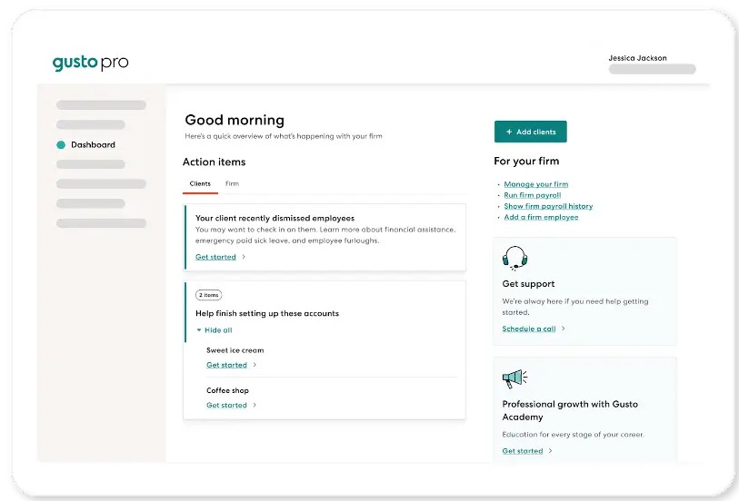 gusto HR dashboard pro