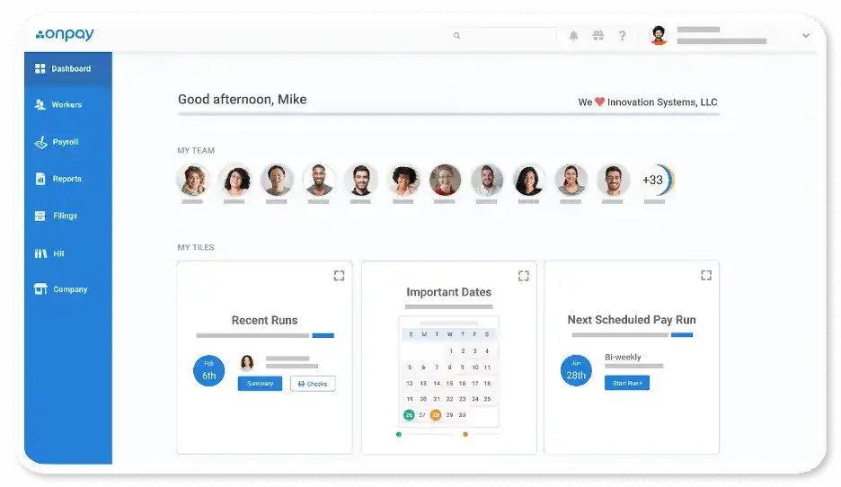 dashboard onpay payroll