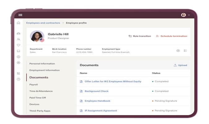 rippling employee profile HR
