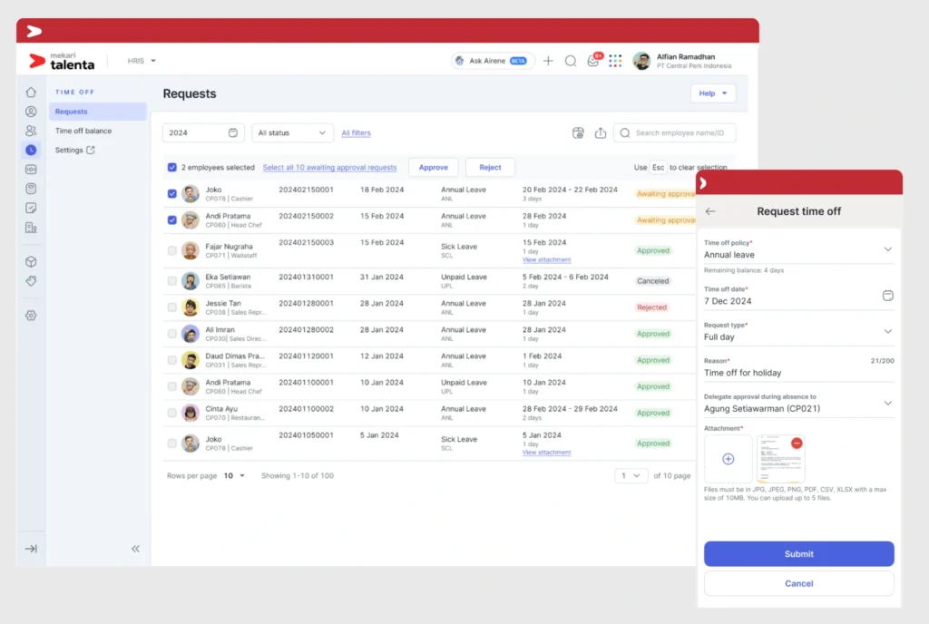 leave management feature