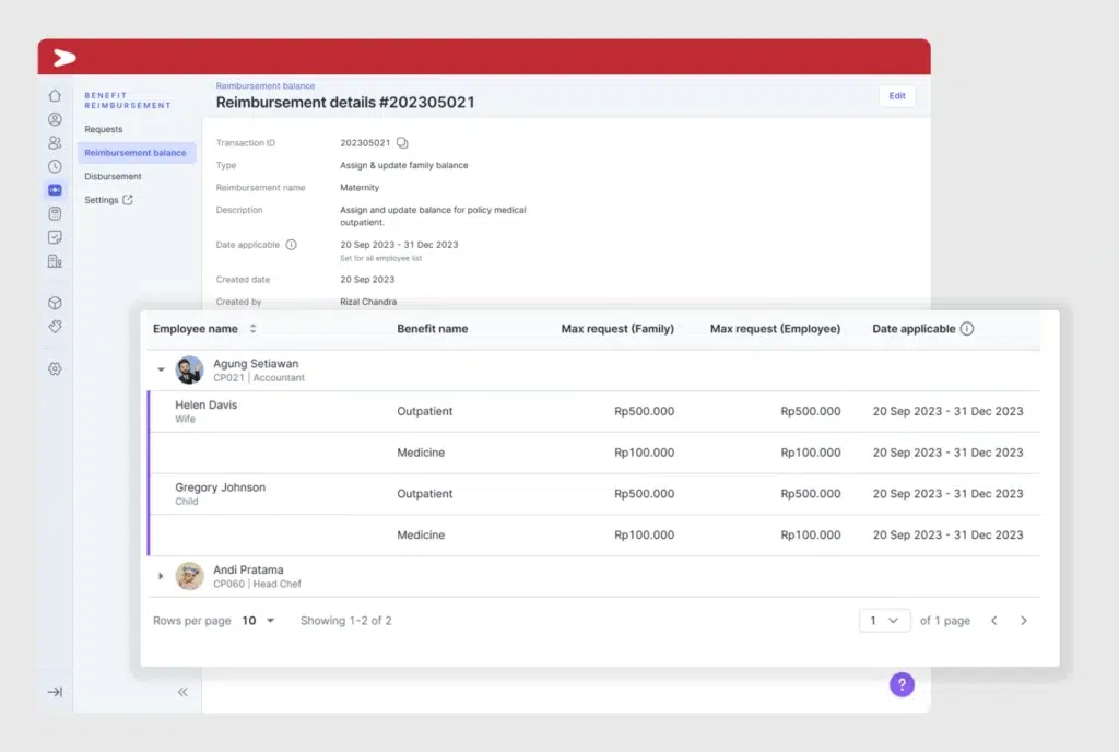 reimbursement management feature