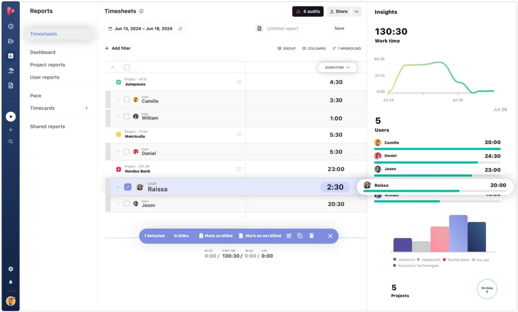 TrackingTime timesheet