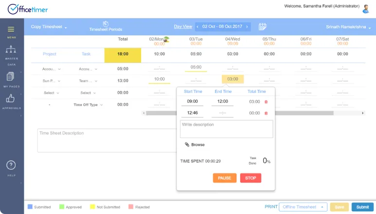 OfficeTimer timesheet