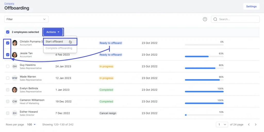 offboarding feature Talenta
