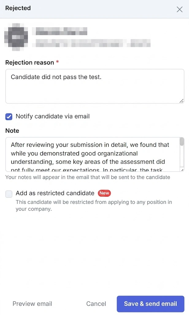 rejection candidate Mekari Talenta